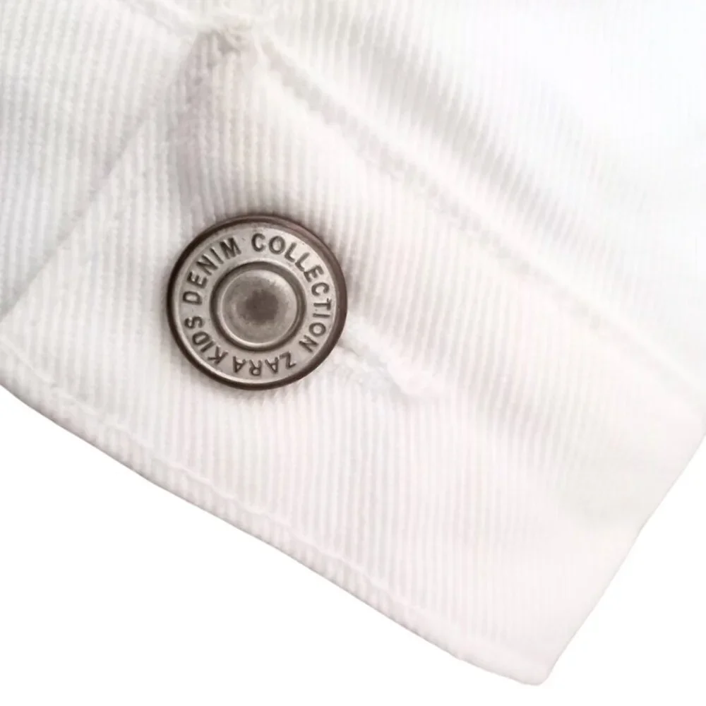 ZARA Kids White Denim Jacket – Button Front Trucker Style, Size 13/14